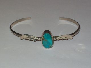 Vintage S.  Jack Southwest Sterling Silver Turquoise Cuff Bracelet