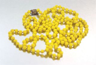 Vintage Art Deco Lemon Citron Yellow Faceted Glass Flapper Necklace