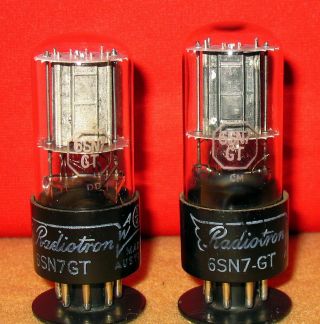 2 X 6sn7 Gt.  Copper Grid Posts & Rectangle Getter - 1940 - 50 