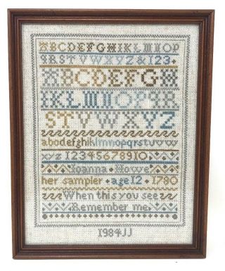 Vintage Needlepoint Cross Stitch Sampler Wood Frame 9 " X 11 "