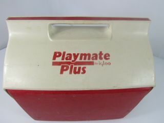 Large Vintage Igloo Playmate Plus Red White Cooler With Handle