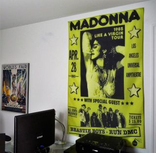 Madonna Beastie Boys Run Dmc Vintage 80s Concert Fabric Poster Banner Tapestry