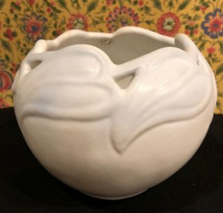 Vintage Van Briggle Colorado Art Pottery Reticulated Philodendron Leaf Bowl Vase