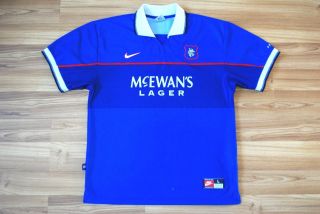 Vintage Glasgow Rangers 1997 - 1998 - 1999 Home Shirt Jersey Nike Size Large Retro