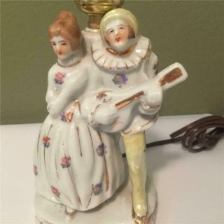 2 Vintage Japan Porcelain Figurine Lamps Man and Woman In Colonial Dress 2
