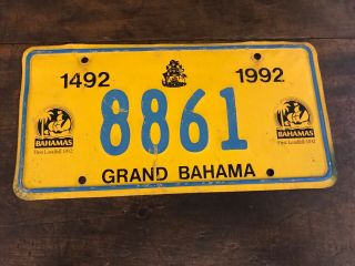 1992 Bahamas Caribbean “first Landfall " Grand Bahama License Plate.  Vintage Tag