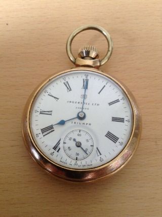 Vintage Ingersoll Triumph Pocket Watch For Repair - Good Aesthetically.