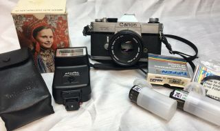 Vintage Canon Tx Slr 35mm Film Camera With Lens Fd 50mm 1:1.  8 &