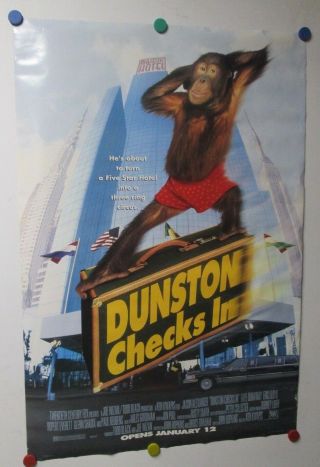 Vintage 1995 Dunston Checks In Movie Poster Double Sided Window 40x27