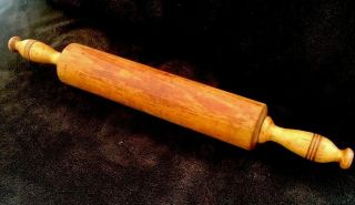 Vintage Wooden Rolling Pin Stationary Fixed Handles 20 " Country Home Decor