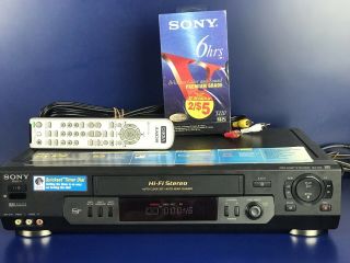 Sony Vcr Vhs Video Cassette Player Recorder Hi - Fi Stereo Slv N70,  Tape,  Remote