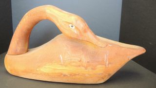 Large 9 3/4 " Tall Vintage Wood Swan - Made In Canada