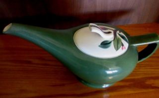 Vintage 1956 Red Wing Pottery Blossom Time Green Teapot