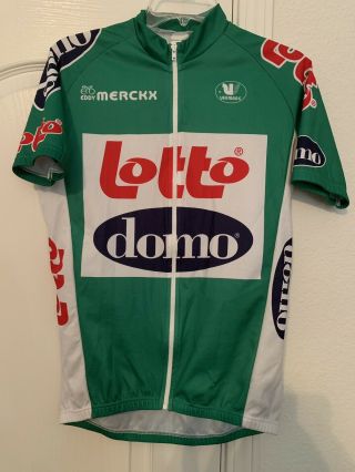 Vintage Lotto Eddy Merckx Domo Team Cycling Jersey Belgium Green White Medium