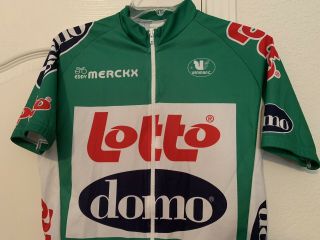 Vintage LOTTO EDDY MERCKX Domo Team Cycling Jersey BELGIUM Green White Medium 2
