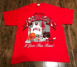 Chicago Bulls Vintage Michael Jordan Red Short Sleeve T - Shirt Large Made In Usa