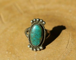 Vintage Native American Navajo Sterling Silver & Turquoise Ring Size 4.  50