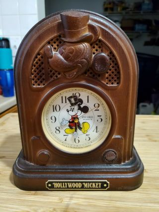 Vintage Seiko Qfd205b Hollywood Mickey Mouse Alarm Clock