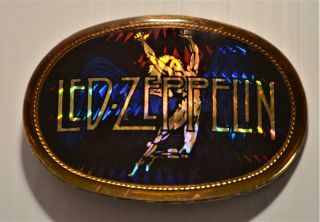 Led Zeppelin Belt Buckle Vintage 1976 Pacifica Hologram Red With Blue Wings Vg
