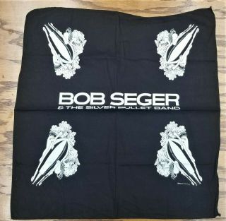 Vtg 1986 Bob Seger Silver Bullet Band Black Women Ammo Concert Bandana Kerchief