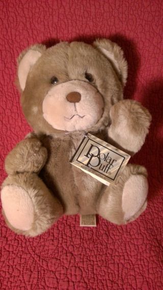 Vintage 10 " Sitting Polar Puff Mighty Star 1985 Jethro Bear Tan Plush Stuffed W/