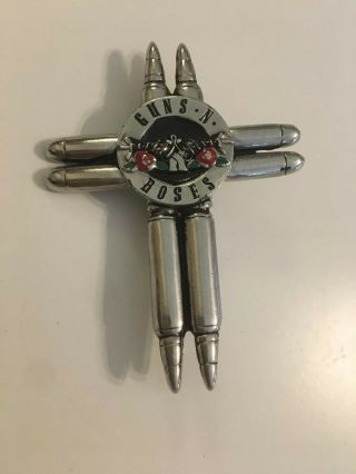 Vintage 1990 Guns N Roses Silver Bullet Cross Pin Pinback Brockum Licensed