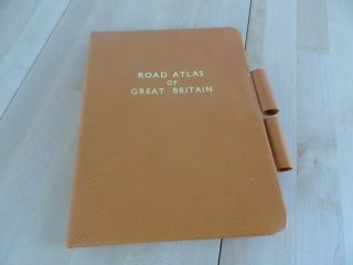 Vintage Road Atlas Of Great Britain Leather 1967 Bartholomew Prop Boxed 20th Ed