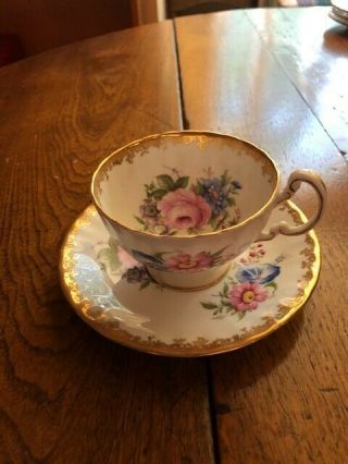 Vintage Aynsley,  Bone China Tea Cup & Saucer Rose Pattern