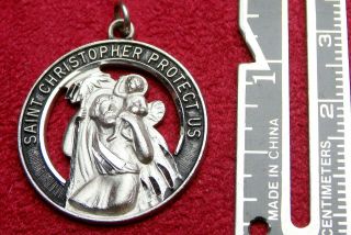 Bishops Estate Vintage Sterling St.  Christopher Catholic Protection & I.  D.  Medal 4