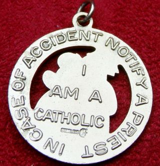 Bishops Estate Vintage Sterling St.  Christopher Catholic Protection & I.  D.  Medal 5