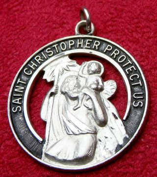 Bishops Estate Vintage Sterling St.  Christopher Catholic Protection & I.  D.  Medal 6