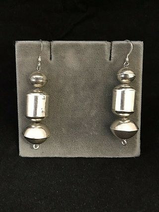 Vintage Sterling Silver Bench Bead Earrings