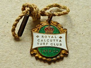 Vintage Horse Racing Members Badge Royal Calcutta Turf Club 1949 - 50 India