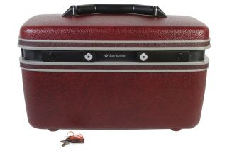 Vintage Samsonite 3600 Train Case Burgundy Cosmetic Travel Hard Sided Luggage