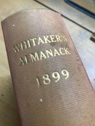 1899 Rare Antique Whitakers Almanack History Book Old Libary Astronomy