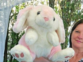 Large Vintage 1988 Lemonwood Asia Pink Bunny Rabbit Plush Stuffed Animal Doll