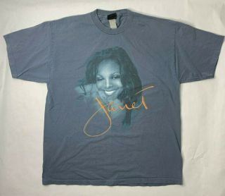 Vtg Janet Jackson 2001 Music Tour Short Sleeve T Shirt Blue Tee A