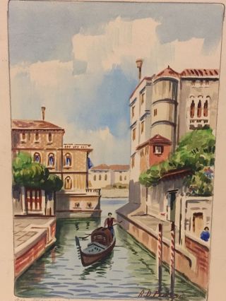 Vintage A.  D.  Bassi Venetian Italy Italian Watercolor Painting 10 1/2 " X 14 5/8 "