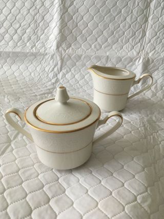 Vintage Noritake China Tulane Pattern Sugar Bowl With Lid And Creamer