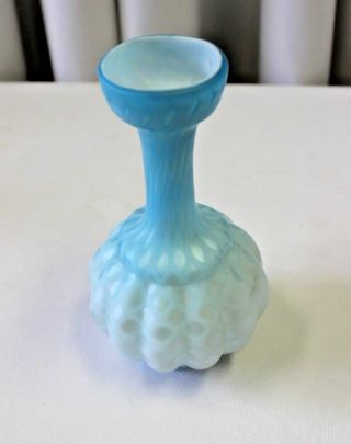 Vintage Diamond Art Glass Vase / Blue Opalescent 2