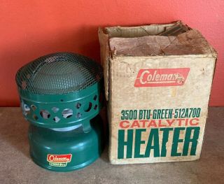 Vintage Coleman 3500 Btu Catalytic Heater Model 512a Made In Usa 1971 W Box