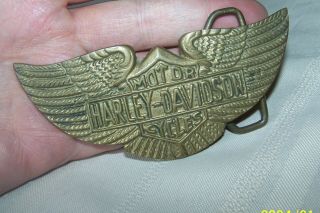 Harley Davidson Vintage Solid Brass U.  S.  A.  Wing Bar & Shield Belt Buckle