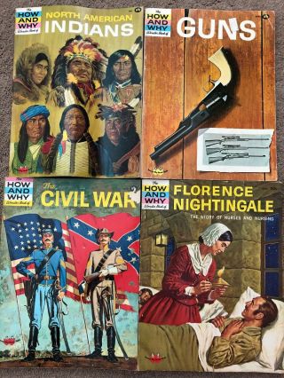 4 Vintage How And Why Wonder Books Guns Indians Florence Nightingale Civil War