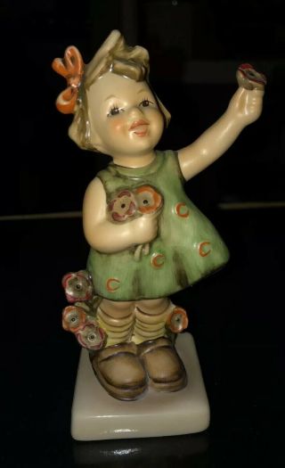 Vintage Goebel Hummel “spring Cheer " 72 Girl With Flowers Figurine 5” Tmk - 6