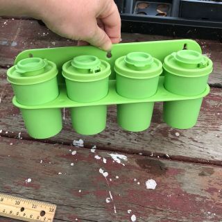 Tupperware Vintage Spice Containers With Wall Rack Apple Green