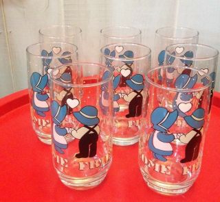 Vintage 1988 Anchor Hocking 8 Holly Hobby " Welcome Friends " Drinking Glasses