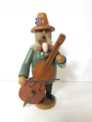 Vintage Erzgebirge Expertic German Wood Smoker Cello Bass Player Musician Gdr