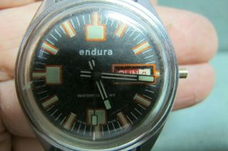 Vintage Mens ENDURA Water Restraint Wrist Watch 2