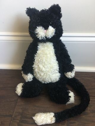 Vtg Jellycat Black White Tuxedo Bungle Bashful Cat Kitty 16” Plush Stuffed Toy