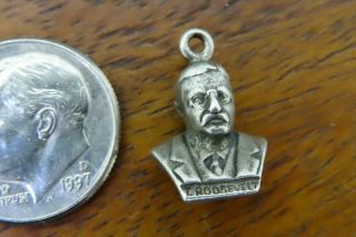 Vintage Sterling Silver Teddy Theodore Roosevelt Bust U.  S.  President Charm